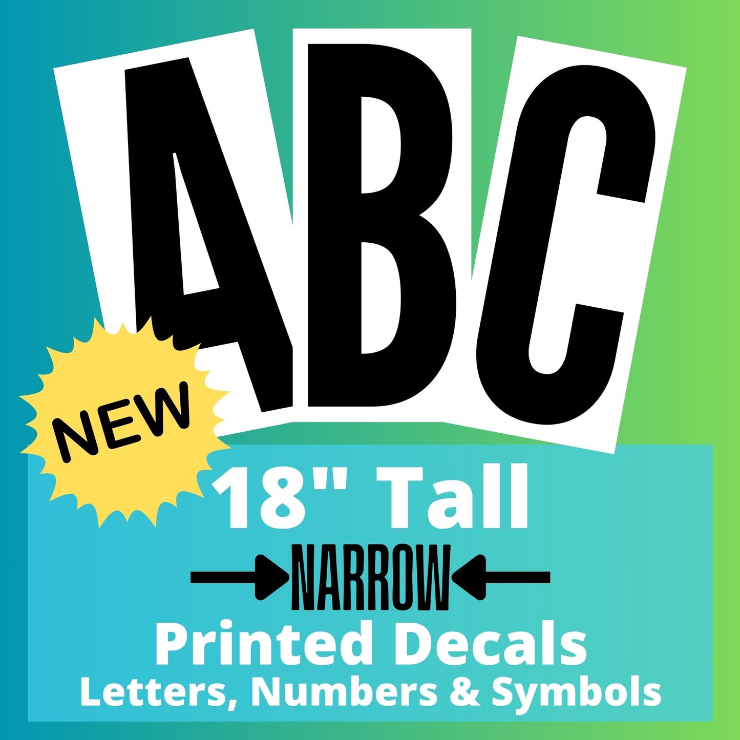 18" Narrow Letter & Number Decals