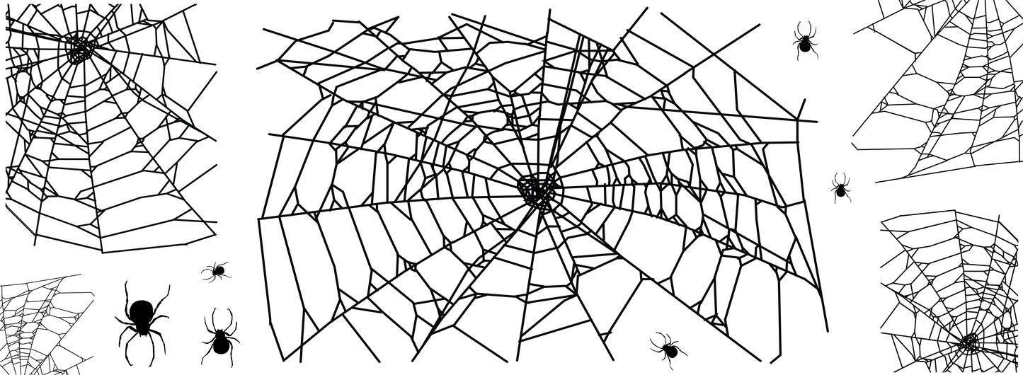 Spider Webs Static Clings for Renter-Friendly Halloween Window Decor. Screen Printed & contour cut in-house at InkBird Print Studio!