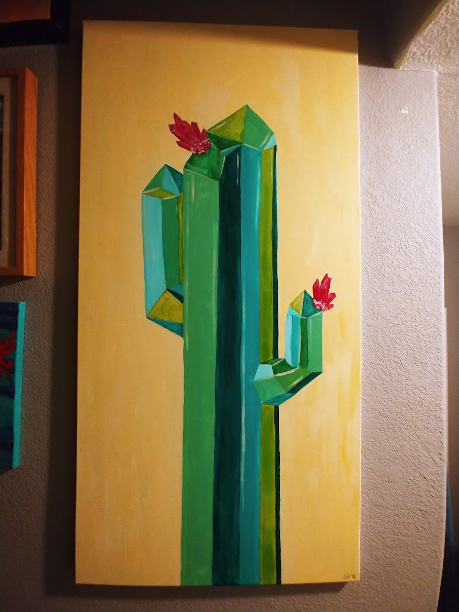 "Crystal Cactus I" by Claire Davis, Acrylic Painting