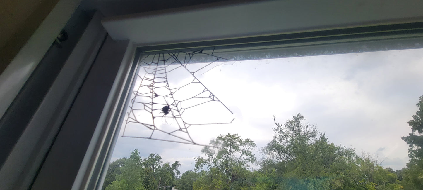 Spider Webs Static Clings for Renter-Friendly Halloween Window Decor. Screen Printed & contour cut in-house at InkBird Print Studio!