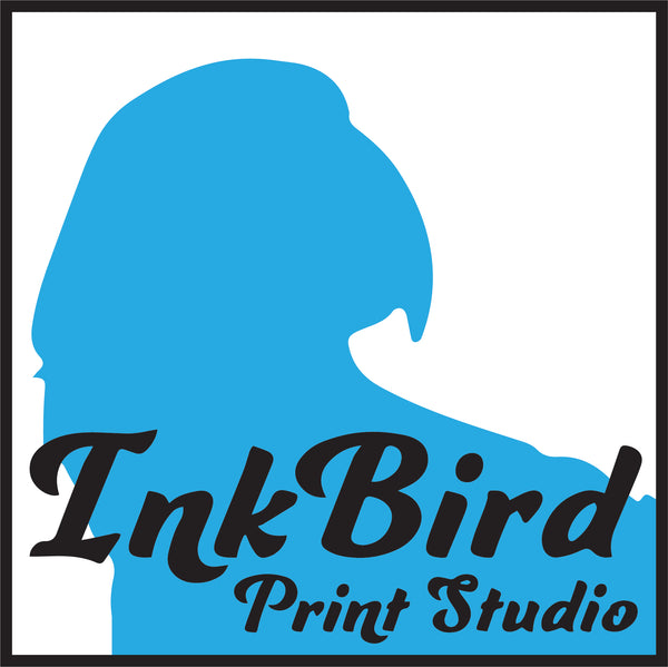 Square version of the InkBird Print Studio Logo. Blue parrot silhouette with InkBird Print Studio written in front.