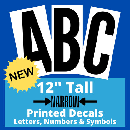 12" Narrow Letter & Number Decals