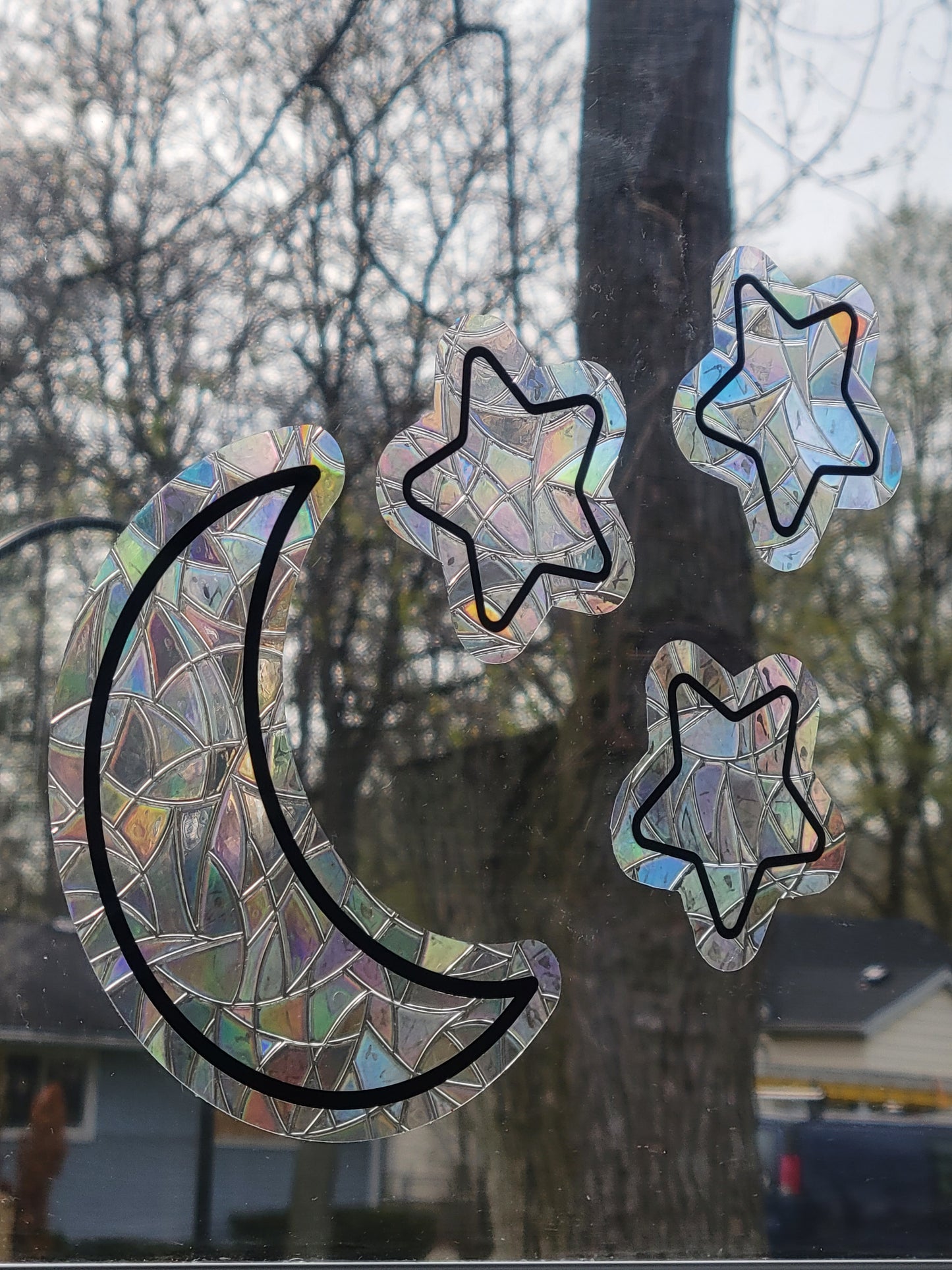 Sun Catcher Window Clings: Moon & Stars