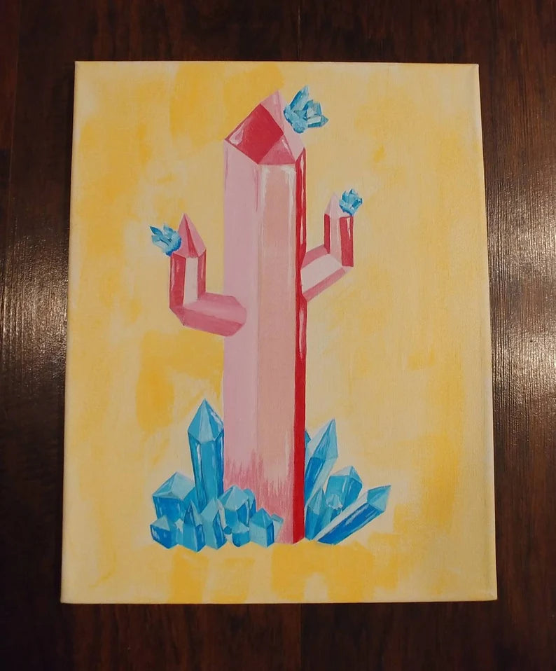 "Crystal Cactus II" by Claire Davis, Acrylic Painting 11"x14"