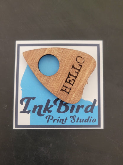 Planchette Pin. Laser cut wood, Large/Small