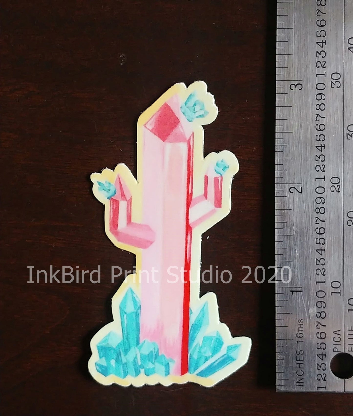 Crystal Cactus Decal/Sticker 3"x 1.6", great for laptops, gifts, water bottles, mirrors, lockers, and more!