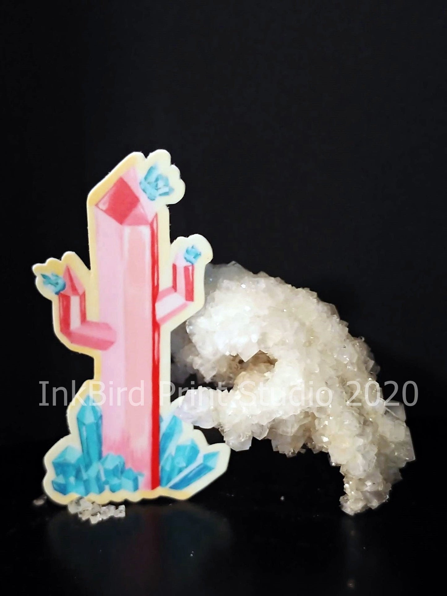 Crystal Cactus Decal/Sticker 3"x 1.6", great for laptops, gifts, water bottles, mirrors, lockers, and more!