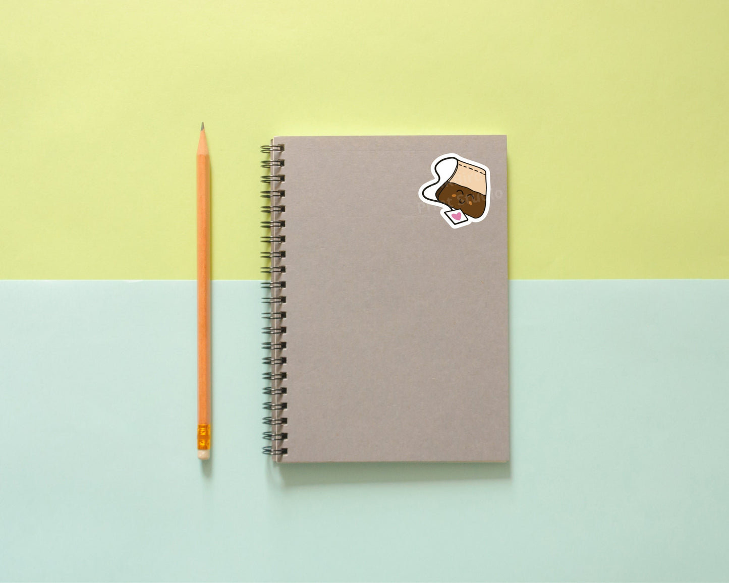 Adorable Happy Teabag Sticker for laptops, travel mugs, journals, gifts, and more! Kawaii Cute Tea Bag Sticker Decal