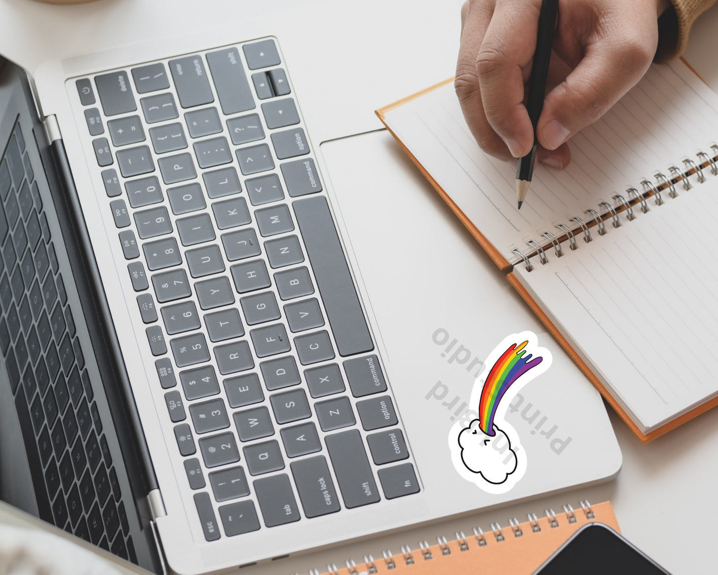 Rainbow Cloud Sticker, weatherproof and fade resistant, 3" long, cloud puking a rainbow sticker for laptops, journals, gifts, & more!