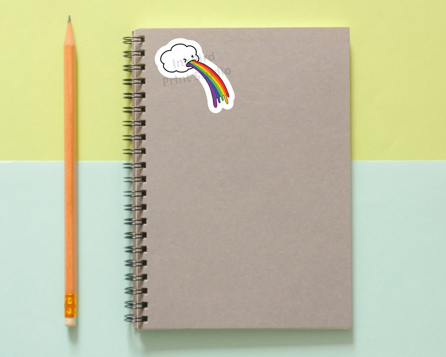 Rainbow Cloud Sticker, weatherproof and fade resistant, 3" long, cloud puking a rainbow sticker for laptops, journals, gifts, & more!