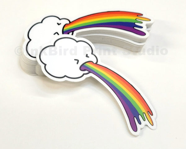 Rainbow Sticker With Clouds