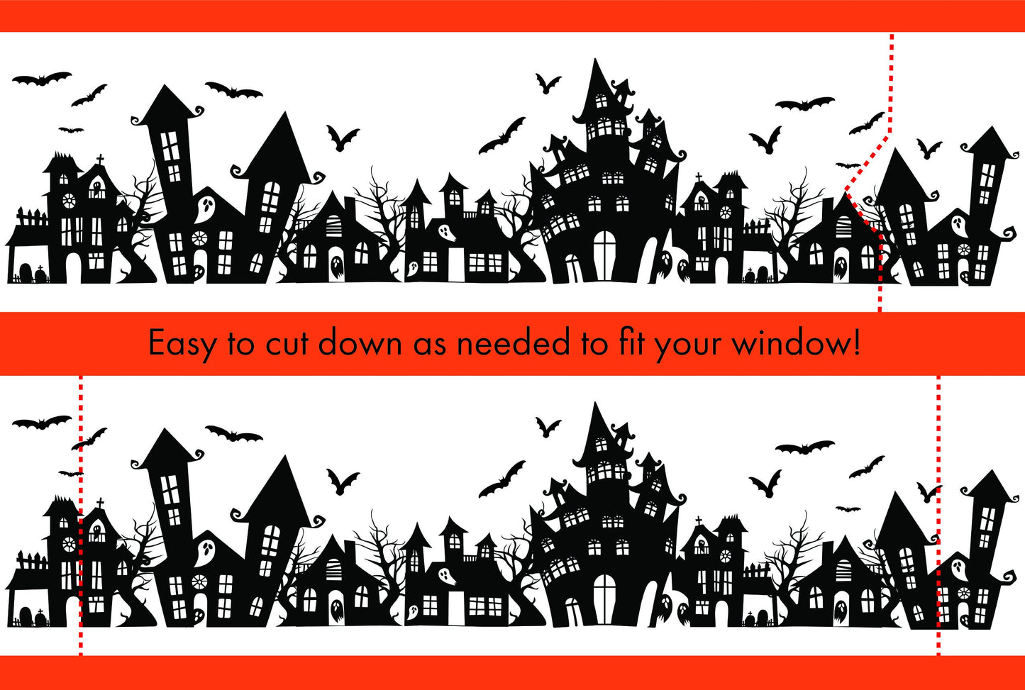 Spooky Town Static Cling for Renter-Friendly Halloween Window Decor. Screen Printed & contour cut in-house at InkBird Print Studio!