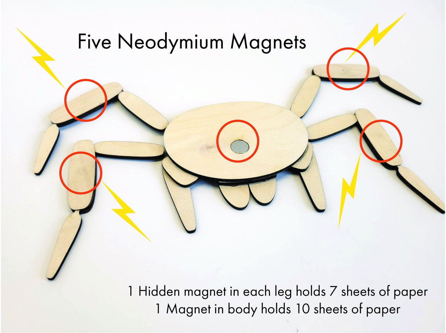 Spider Magnet with Articulating Legs! | Wooden Magnet | Spooky Fridge Magnet Real Wood Magnet | Neodymium Magnet | Locker Magnet